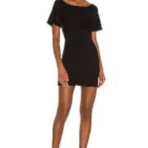 NBD Revolve Short Sleeve Twisted Bodice Black Fit Flare Mini Dress Sz XS